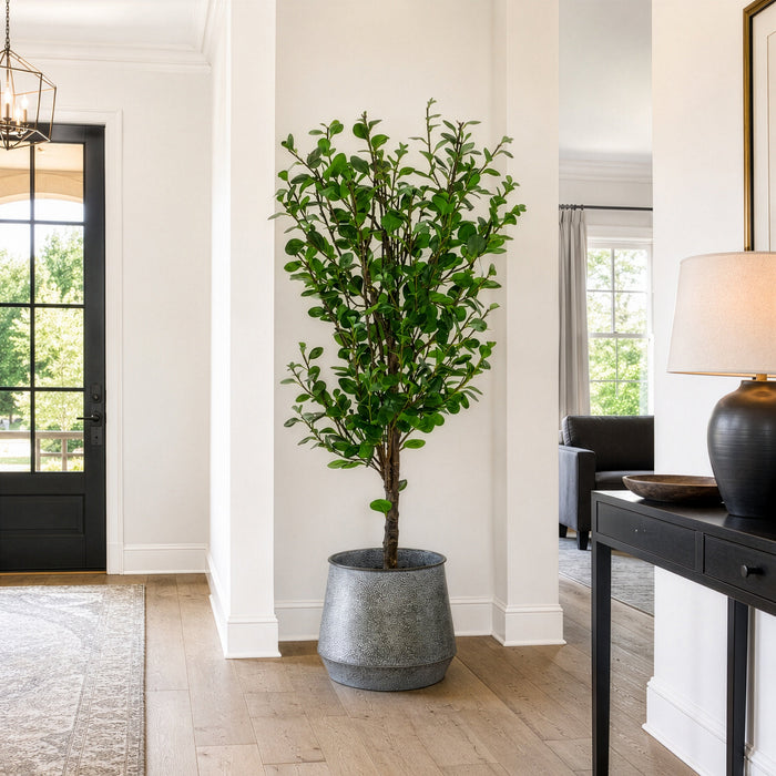 6'6"Hx36"W Silk Cotinus Tree w/Metal Pot -Green - WT0723-GR