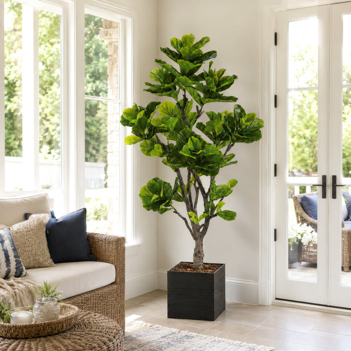 6' EVA Fiddle Leaf Fig Artificial Tree w/Container -Green - WT4513-