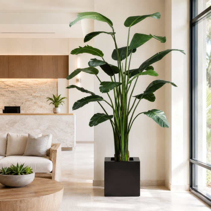 8'6" Bird Of Paradise Silk Plant w/Resin Planter -Green - WT4630-GR