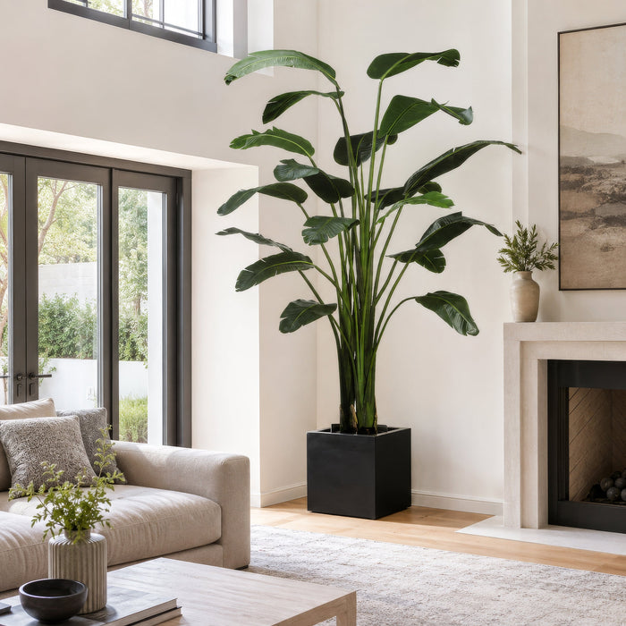 8'6" Bird Of Paradise Silk Plant w/Resin Planter -Green - WT4630-GR