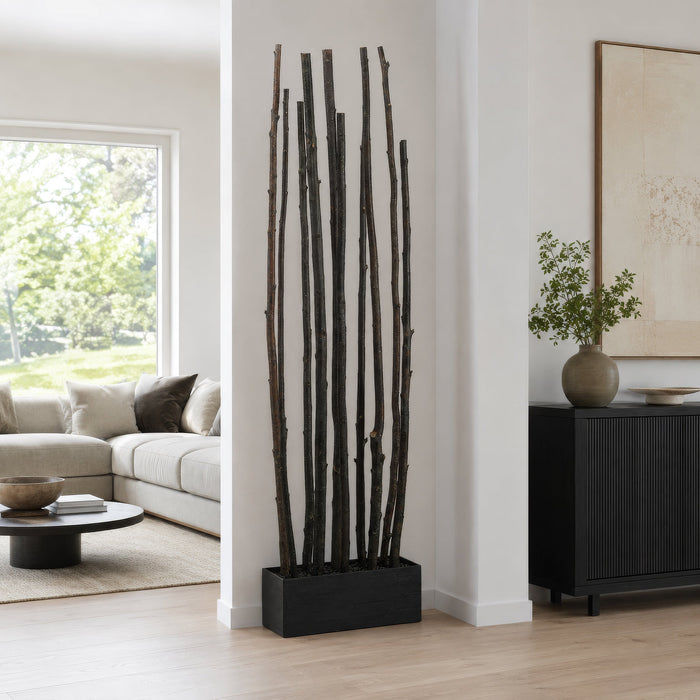 7'6" Alder Wood Artificial Divider w/Bamboo Container -Brown - WT4799-BR