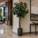 7' Magnolia Silk Tree w/Fiber Cement Planter -Green/Brown - WT4804-GR/BR