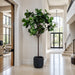8'6" Fiddle Leaf Fig Silk Tree w/Fiber Clay Planter -Green - WT4919-GR