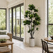 7'6" Fiddle Leaf Fig Silk Tree w/Fiber Cement Planter -Green - WT4922-GR