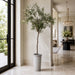 7'6" Silk Olive & Berry Tree w/Cement Planter -Green - WT4928-GR