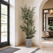 8' Eucalyptus Silk Tree w/Cement Pot -Green - WT4973-GR