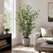 5' Mini Leaf Silk Plant w/Cement Planter -Green - WT4996-GR