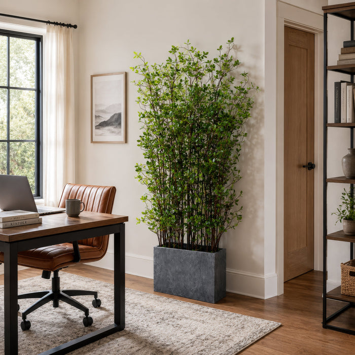 6' Mini Leaf Silk Plant Wall Divider w/Planter -Green - WT5000-GR