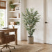 5' Eucalyptus Silk Tree w/Cement Planter -Green - WT5006-GR