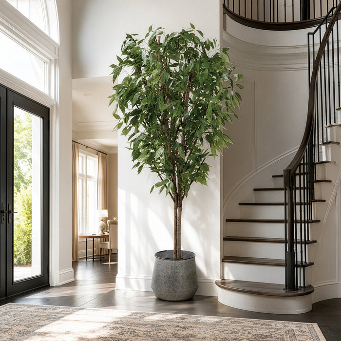 8'6" Eucalyptus Silk Tree w/Tin Planter -Green - WT5041-GR
