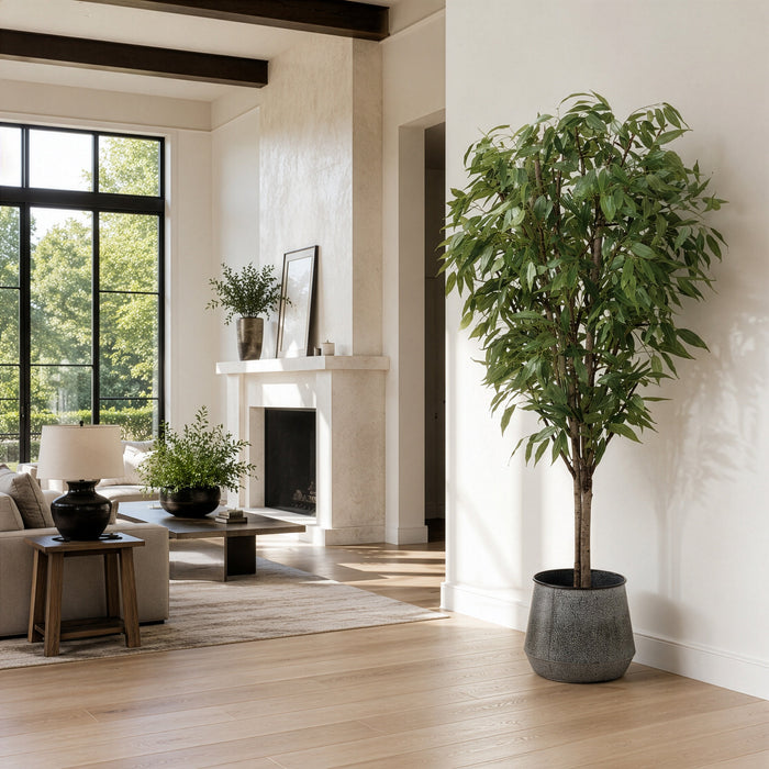 8'6" Eucalyptus Silk Tree w/Tin Planter -Green - WT5041-GR