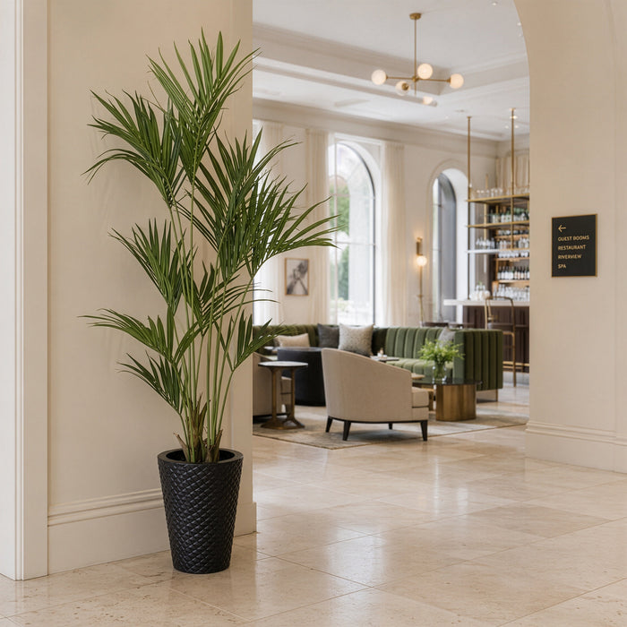 8' Silk Kentia Palm Tree w/Metal Pot -Green - WT5059-GR