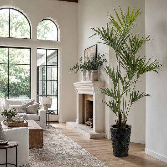 8' Silk Kentia Palm Tree w/Metal Pot -Green - WT5059-GR