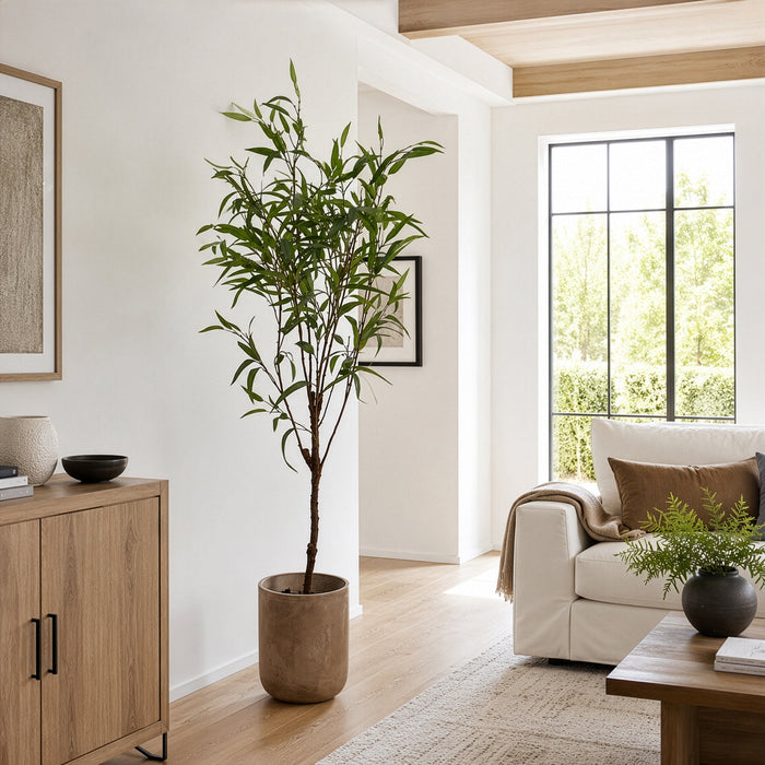 6'6" Silk Bamboo Tree w/Cement Planter -Green - WT5079-GR