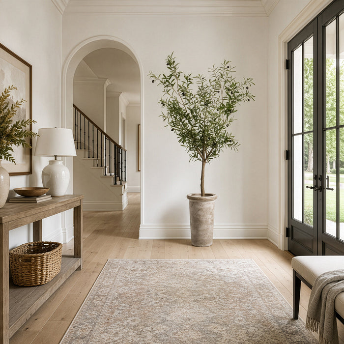 6' Olive Silk Tree w/Cement Planter -Green - WT5517-GR