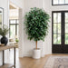 7'8" Silk Ficus Tree w/White Planter -Green/White - WT5518-GR/WH