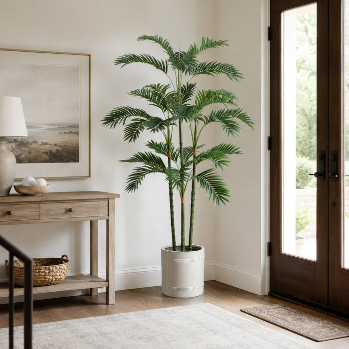6'1" Silk Areca Palm Tree w/White Planter -Green/White - WT5521-GR/WH
