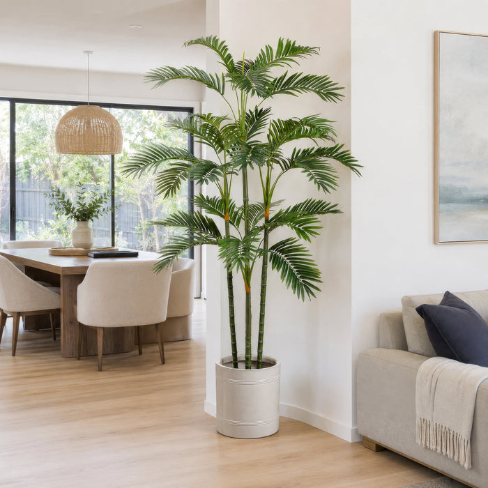 6'1" Silk Areca Palm Tree w/White Planter -Green/White - WT5521-GR/WH