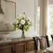 26"Hx18"W Dahlia & Pompom Silk Flower Arrangement w/Glass Vase -Cream/Green - WZ0159-CR/GR
