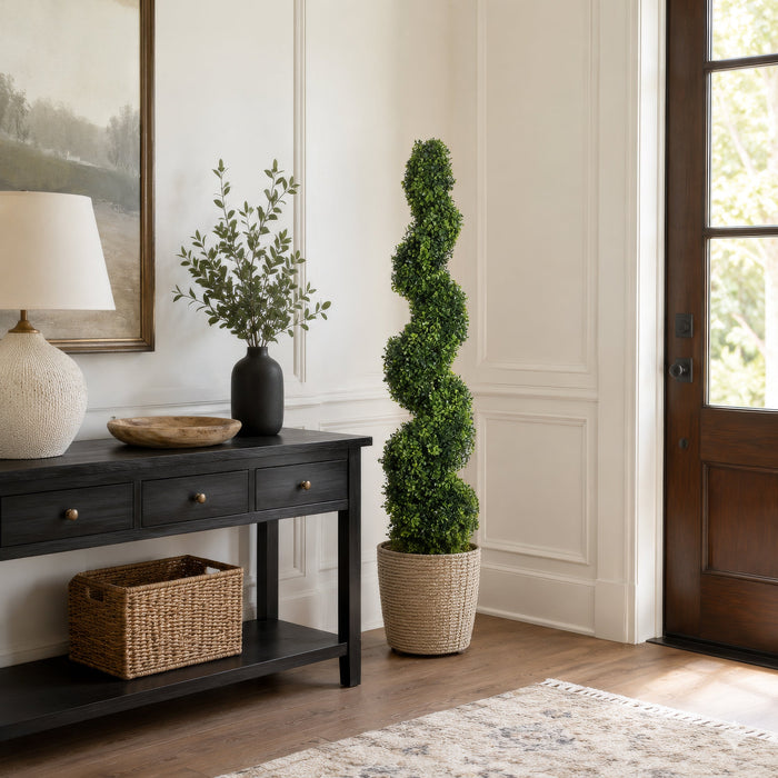 4' Pond Boxwood Spiral Artificial Topiary Tree w/Pot -Green - ZPB814-GR