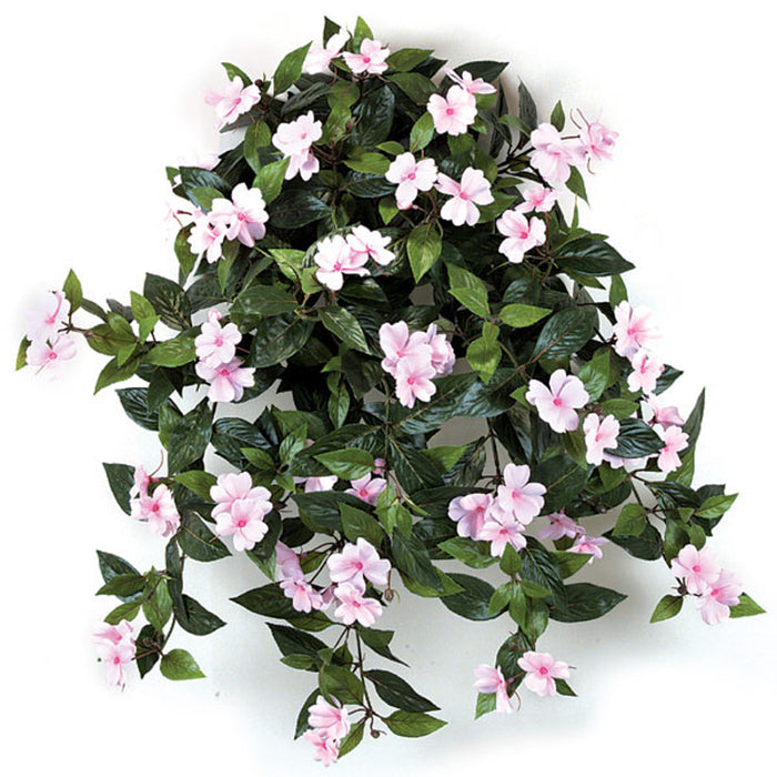 27" Hanging Silk Impatiens Flower Bush -Pink (pack of 6) - P0343