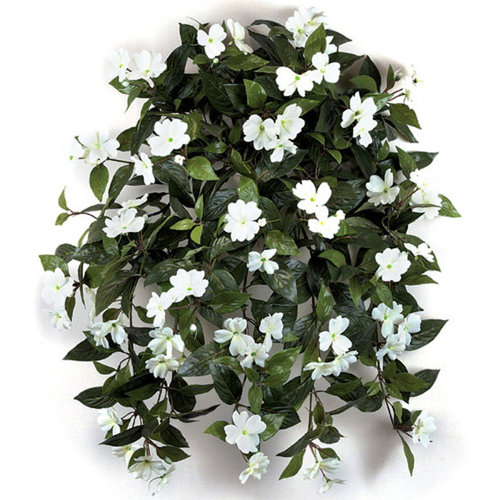 27" Hanging Silk Impatiens Flower Bush -White/Cream (pack of 6) - P0344