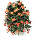 27" Hanging Silk Impatiens Flower Bush -Orange/Coral (pack of 6) - P0346