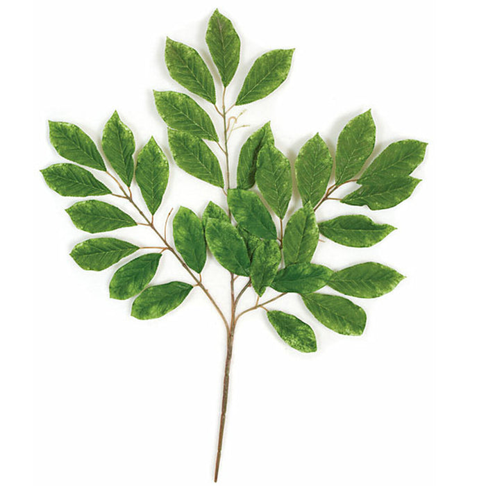 26" Silk Cherry Leaf Branch Stem -2 Tone Green (pack of 12) - P076