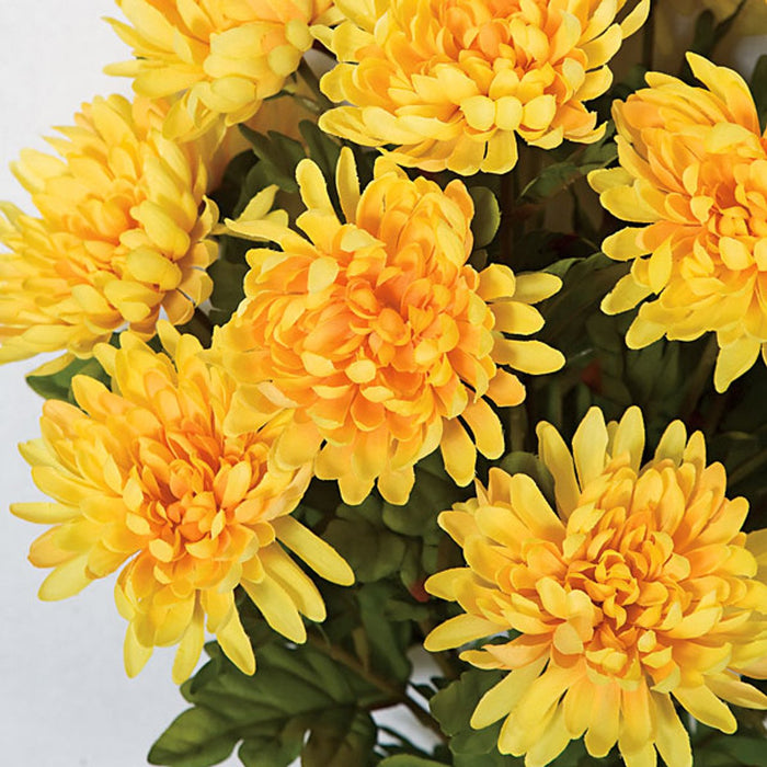 23" Artificial Mum Flower Bush -Yellow (pack of 6) - P-100090