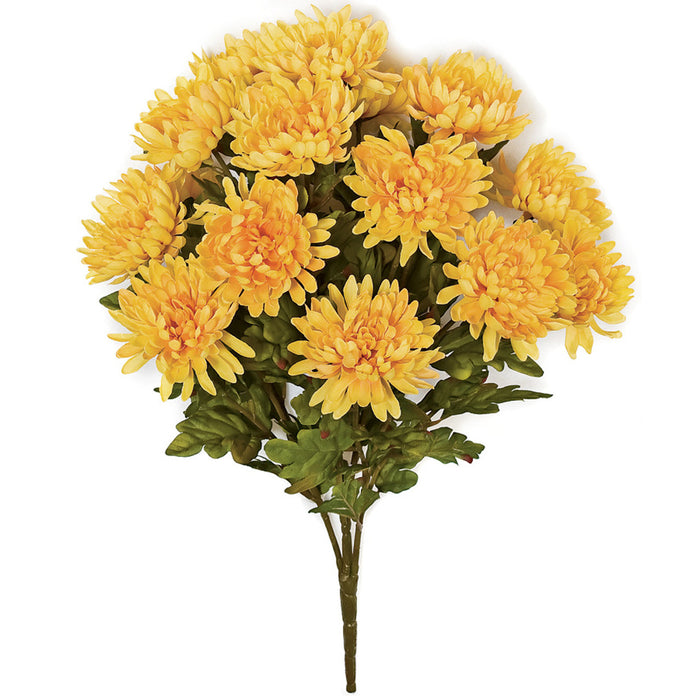 23" Artificial Mum Flower Bush -Yellow (pack of 6) - P-100090