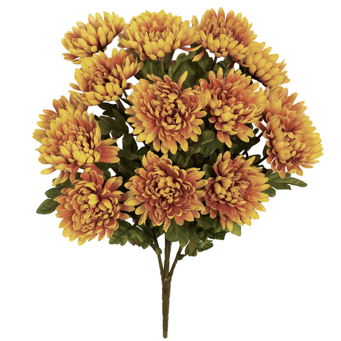 23" IFR Artificial Mum Flower Bush -Yellow/Brown (Pack of 6) - PR-100096