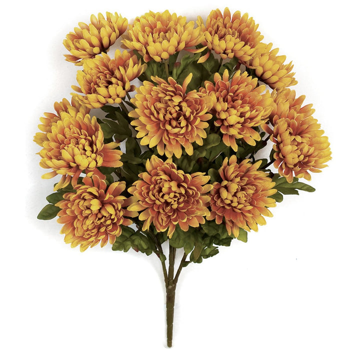 23" Artificial Mum Flower Bush -Yellow/Brown (pack of 6) - P-100096