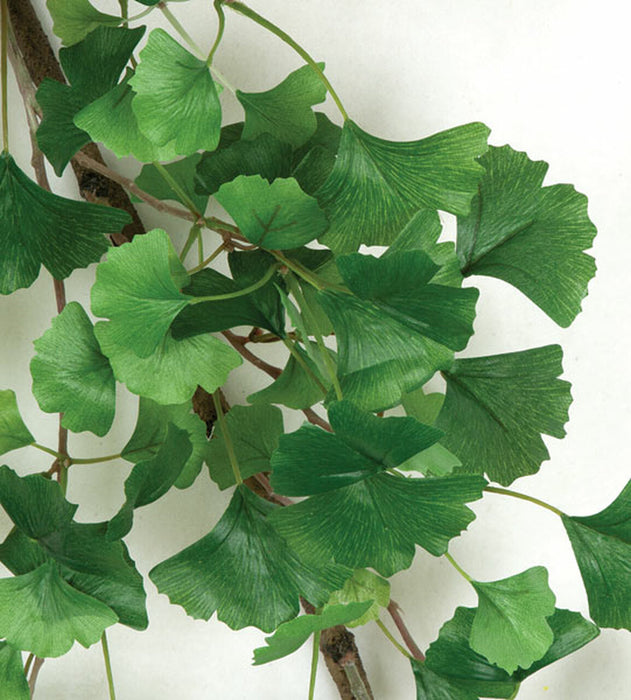 72" Hanging Silk Ginkgo Leaf Branch Stem -2 Tone Green (Pack of 4) - P130410
