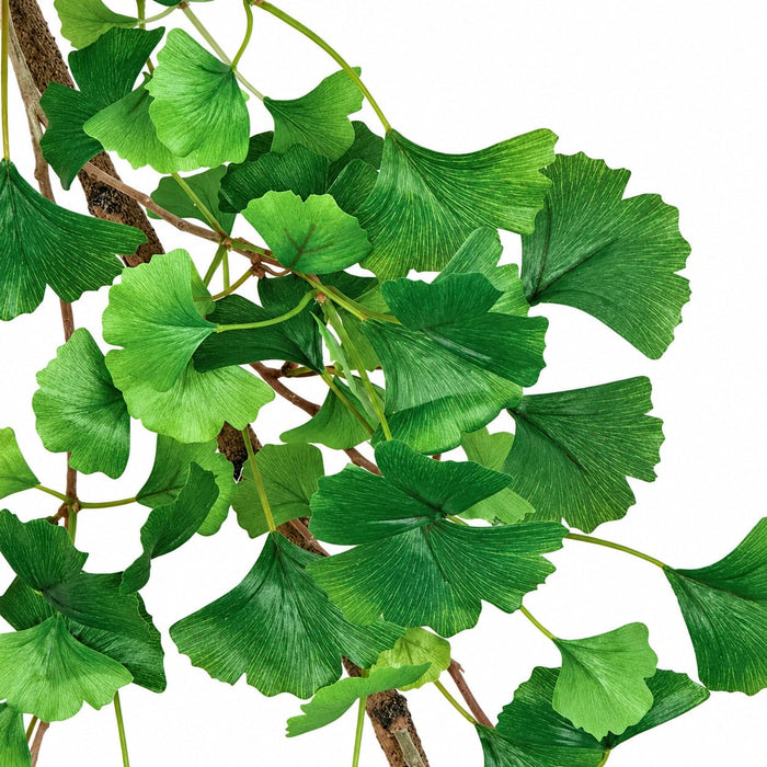 72" Hanging Silk Ginkgo Leaf Branch Stem -2 Tone Green (Pack of 4) - P130410