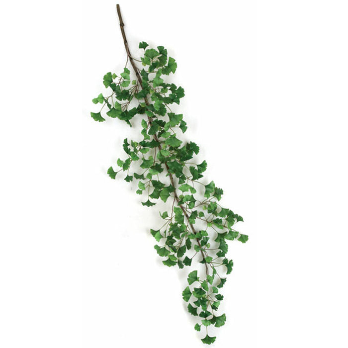 72" Hanging Silk Ginkgo Leaf Branch Stem -2 Tone Green (Pack of 4) - P130410