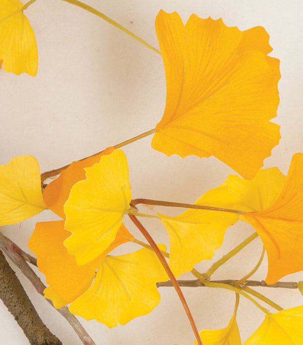 72" Hanging Silk Ginkgo Leaf Branch Stem -Yellow (Pack of 4) - P130415