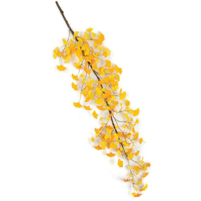 72" Hanging Silk Ginkgo Leaf Branch Stem -Yellow (Pack of 4) - P130415