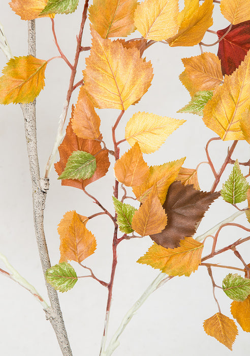 52" Silk Birch Leaf Stem -Yellow/Brown (Pack of 6) - P150156