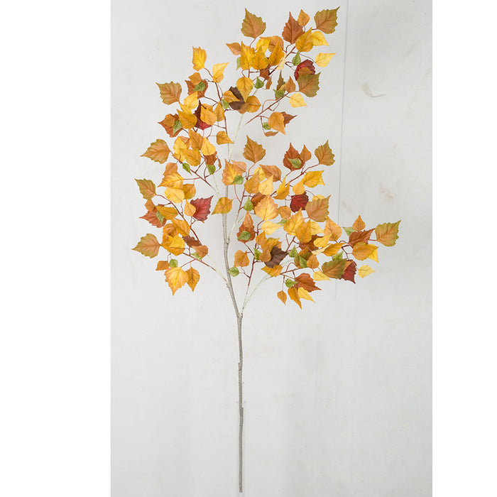 52" Silk Birch Leaf Stem -Yellow/Brown (Pack of 6) - P150156