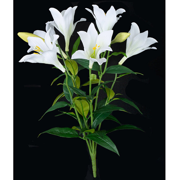24" Silk Easter Lily Flower Bush -White (pack of 6) - P150170