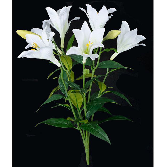 fake easter lily flower 24" Silk Easter Lily Flower Bush -White (Pack of 6)