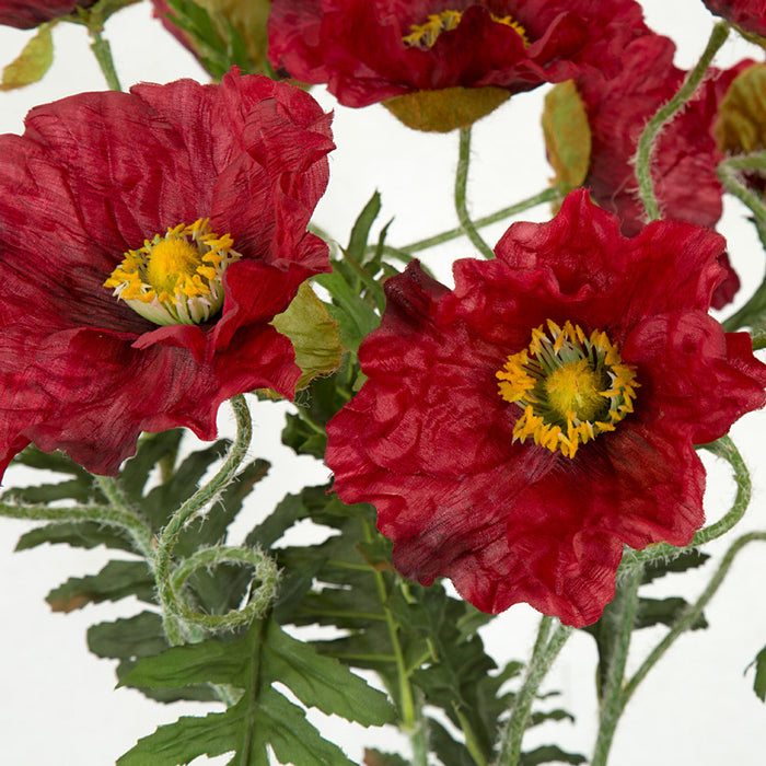 25" Poppy Silk Flower Bush -Red/Black (Pack of 6) - P-160010