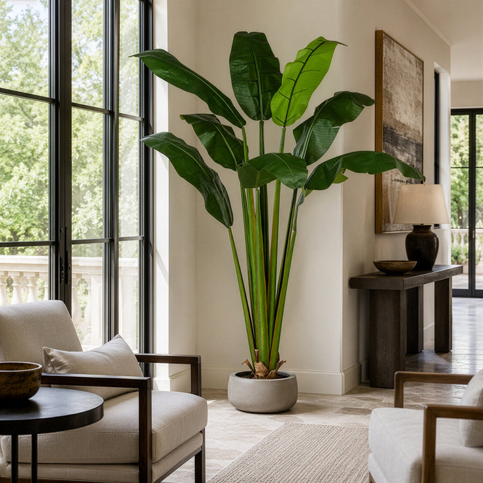 7' Silk Bird Of Paradise Plant w/Pot -Green - P160750