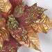 23" Glittered & Beaded Silk Poinsettia Flower Stem -Gold/Burgundy (Pack of 24) - P-170150