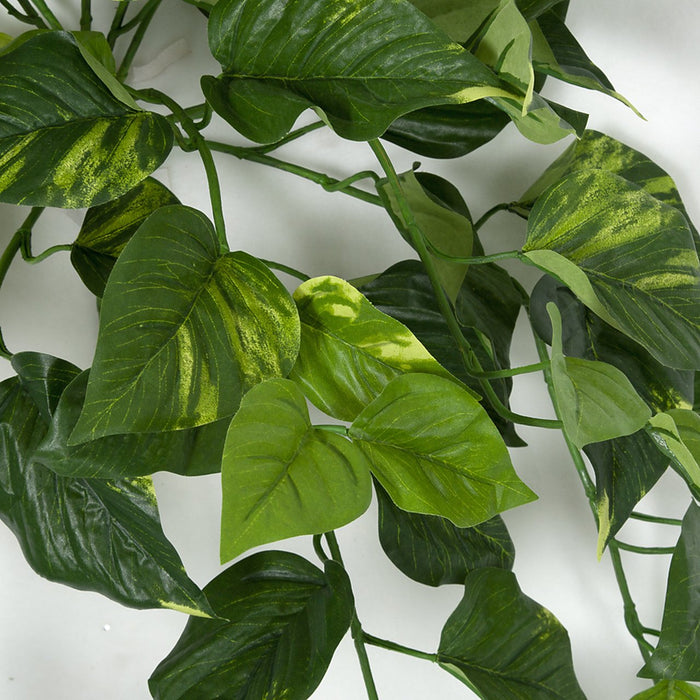 24" Variegated Pothos Vine Artificial Hanging Plant -100 Leaves -Green (pack of 6) - P175000