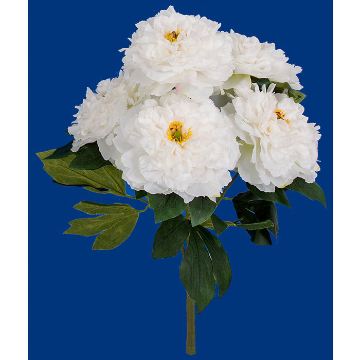 21" Peony Silk Flower Bush -White/Cream (Pack of 6) - P-180749