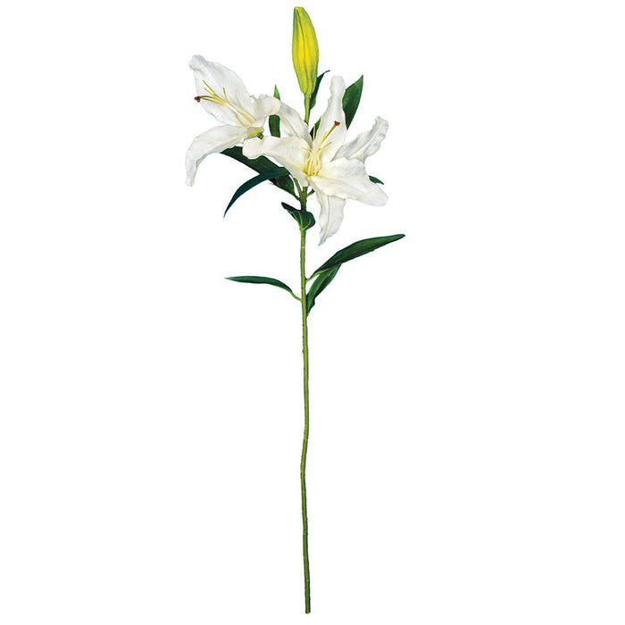 37" Lily Silk Flower Stem -White (Pack of 6) - P-180872