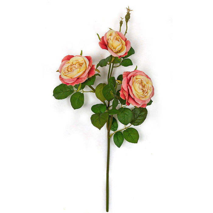 20" Rose Silk Flower Stem -Coral/Yellow (Pack of 12) - P-180900