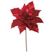 22" Metallic & Sequin Artificial Poinsettia Flower Stem -Red (pack of 12) - P180982