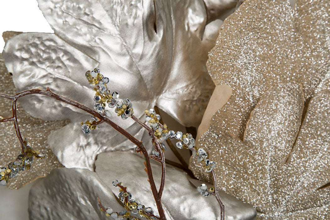 6' Glittered, Metallic & Velvet Artificial Fig Garland With Sequin Twigs -Champagne (Pack of 2) - P-180990